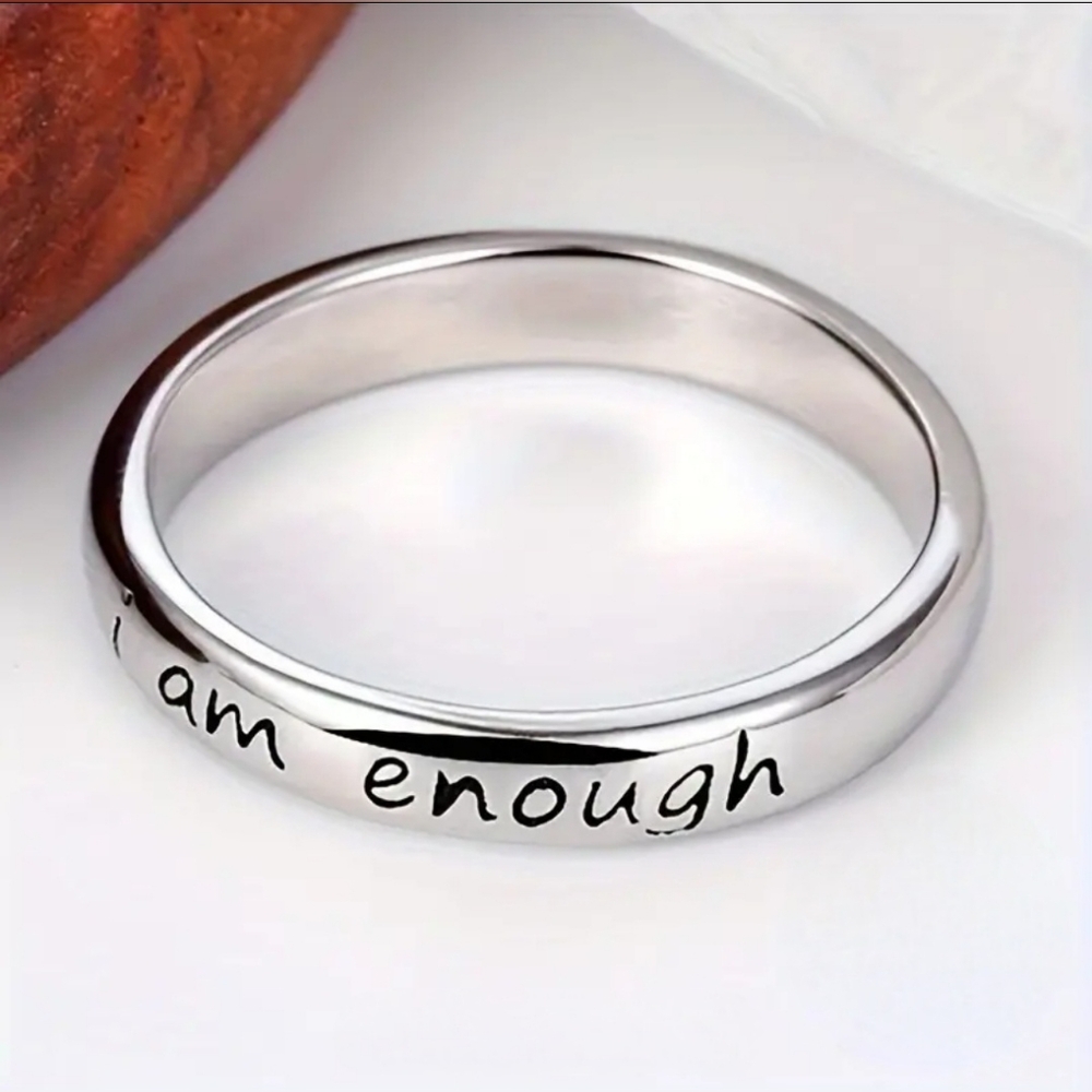 Anxiety "I am enough" S925 Silver Band Ring